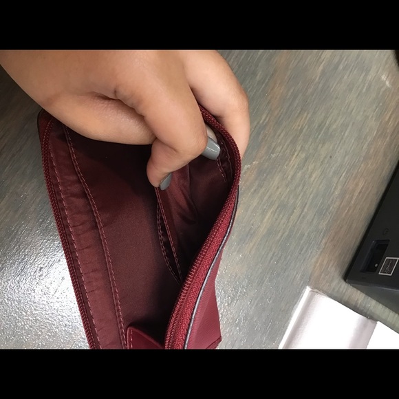 Coach Red Crossgrain Leather Wristlet - Picture 9 of 10